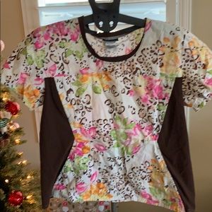 XL Cherokee animal print scrub top.